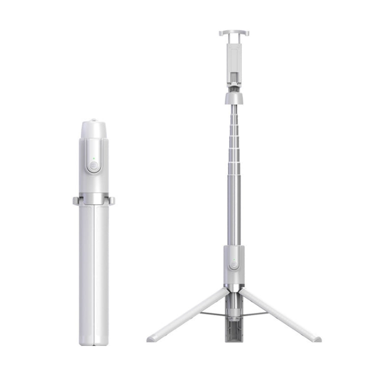 Desktop Multi-Function Live 1.3m Tripod Portable Integrated Bluetooth Selfie Rod(White Silver)