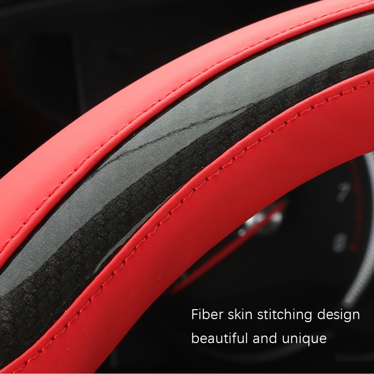 Leather Carbon Fiber Stitching Car Steering Wheel Set, Diameter: 38cm(Black Yellow D Shape)