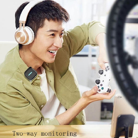 Outdoor Professional Noise-cancelling Wireless Lavalier Microphone Type-C+Apple Adapter+External Microphone