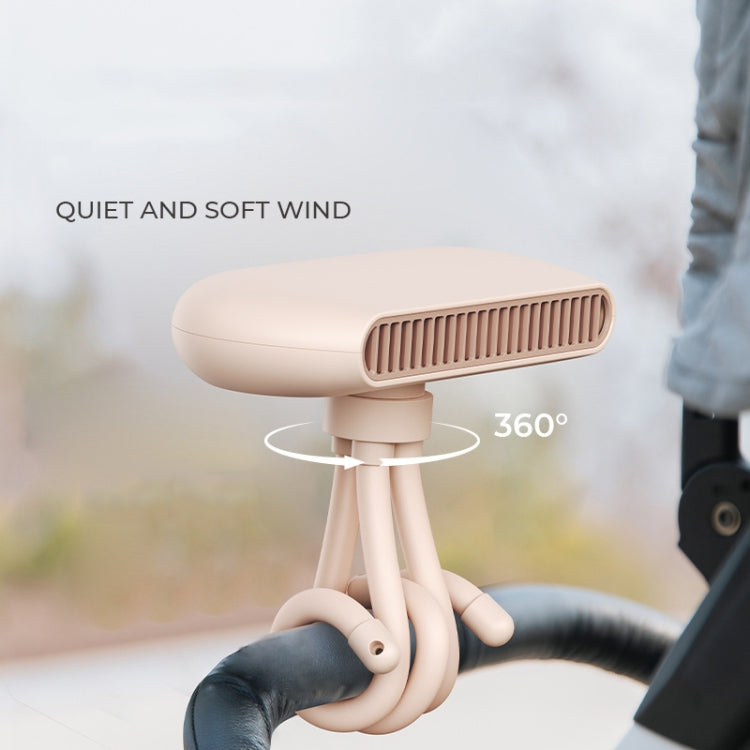 Handheld Mini USB Charging Desktop Portable Stroller Octopus Fan(Pink)