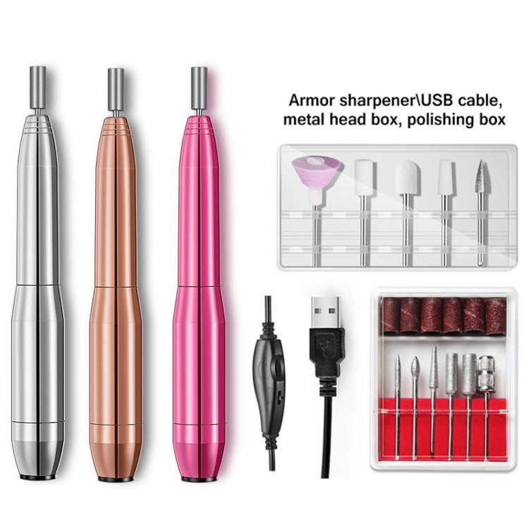 Aluminum Alloy Nail Grinding Machine USB Electric Nail Polish Remover(Gold)