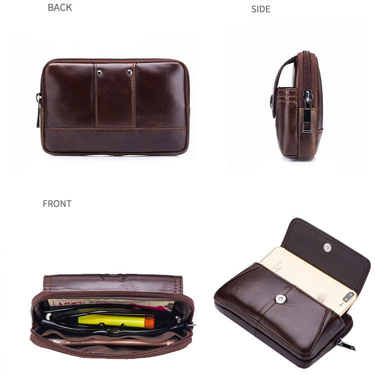 BULL CAPTAIN  Leather Multifunctional Waist Bag For Men(Black-07)