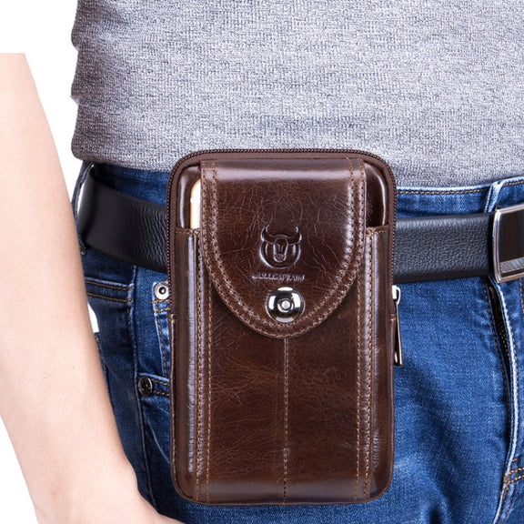 BULL CAPTAIN  Leather Multifunctional Waist Bag For Men(Brown-06)