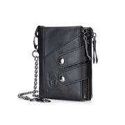 BULL CAPTAIN  Leather Three-fold Zipper Wallet For Men(Black)