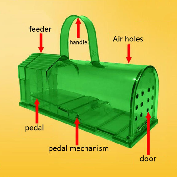 2 PCS  Large Plastic Mousetrap Mouse Cage Pedal Trap(Green)