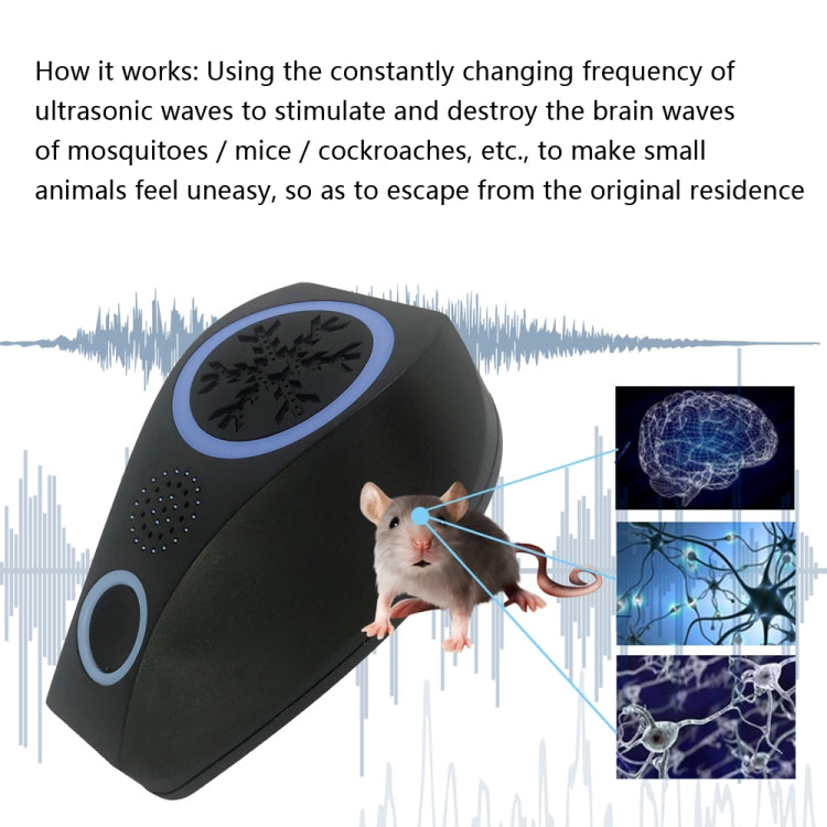 Snowflake Ultrasonic Mosquito Repellent Mouse Repellent, Specification: UK Plug(Black)