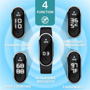 M21  Ultrasonic Mosquito Repellent Bracelet with Step Counter & Clock & Temperature Function(Black)