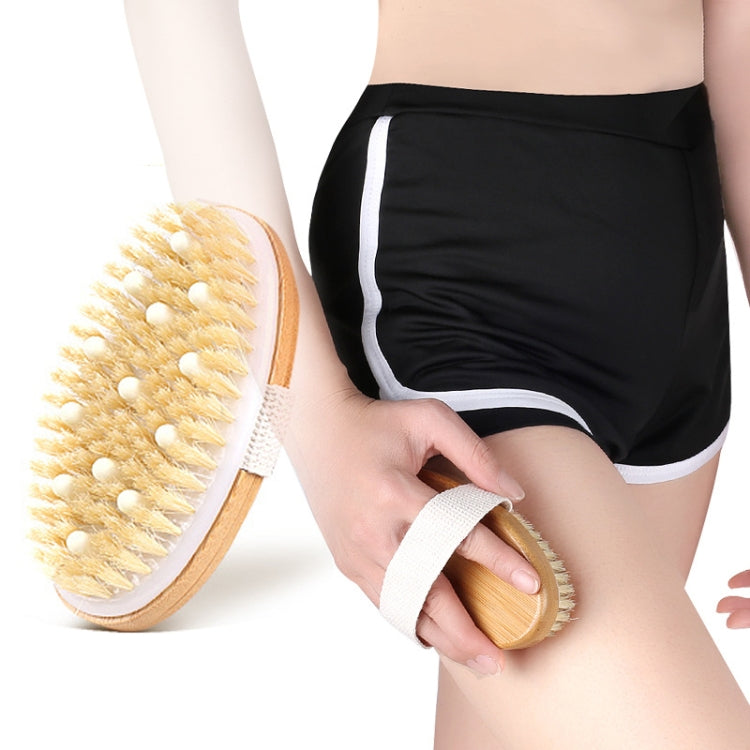 PPR Soft Beaded Boar Bristle Handleless Oval Massage Bath Brush(As Show)