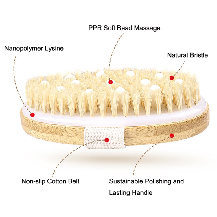 PPR Soft Beaded Boar Bristle Handleless Oval Massage Bath Brush(As Show)