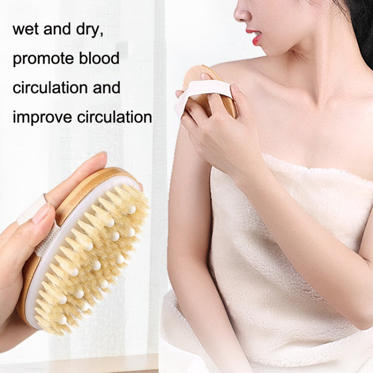 PPR Soft Beaded Boar Bristle Handleless Oval Massage Bath Brush(As Show)