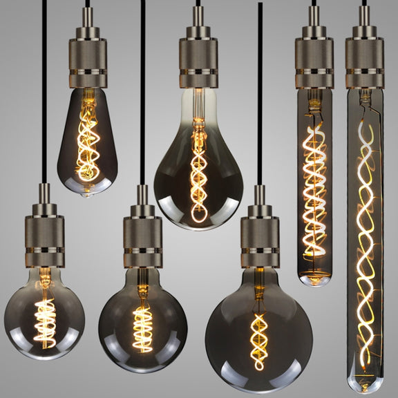 ST64 Electroplating Smoke Grey Warm Light LED Bulb Retro Lamp