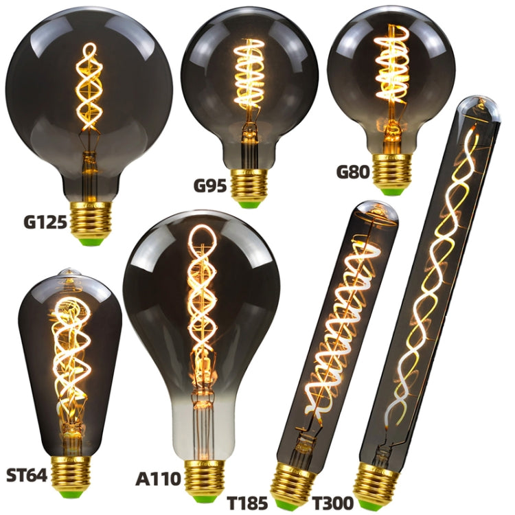 T185 Electroplating Smoke Grey Warm Light LED Bulb Retro Lamp