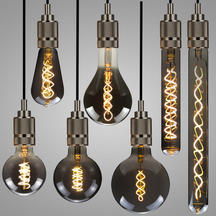 T185 Electroplating Smoke Grey Warm Light LED Bulb Retro Lamp