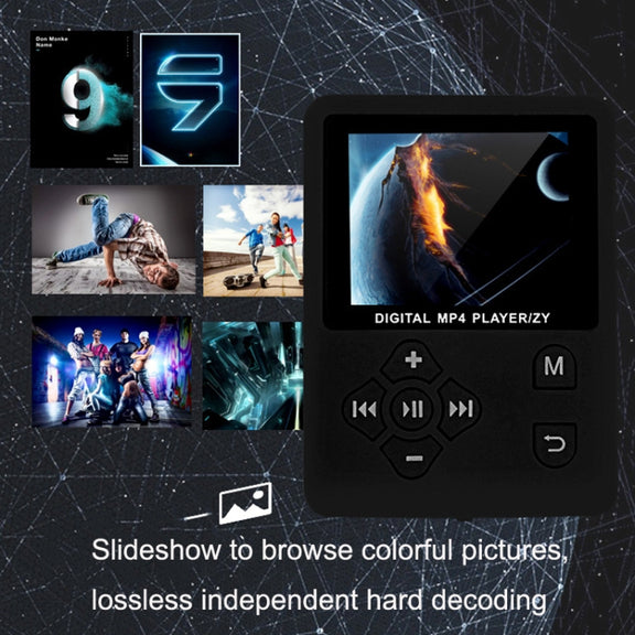 T69 Card Lyrics Synchronization Lossless Sound Quality MP4 Player, Style: Cross Button(Black)
