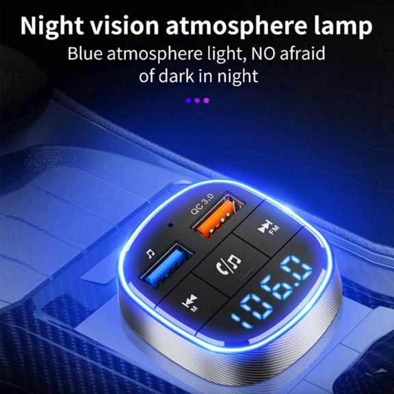 QC3.0 Fast Charge Car Bluetooth MP3 Player Car FM Transmitter(Black)