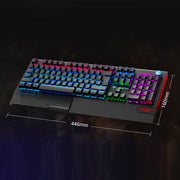 LANGTU K1000 104 Keys Wired Keyboard, Cable Length: 1.5m(Black Blue Green Shaft Ice Blue Light)