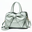 8111 Bow Bright Leather Ladies Handbag(Light Green) - Handbags by PMC TechLife | Online Shopping South Africa | PMC TechLife