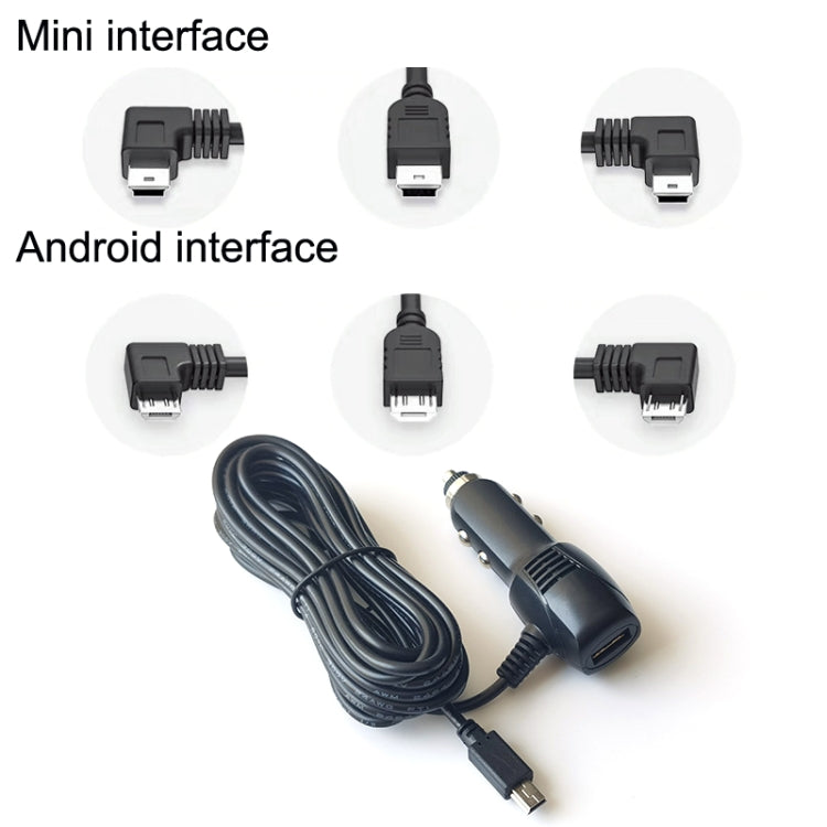 2 PCS Car Charger Fast Charging Driving Recorder Supply Line, Style: 1.5A+2.4A(Mini Left Bend)