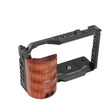 Alloy Rabbit Cage With Wooden Handle for Sony ZV-E10 Camera(Black) - Camera Cage by PMC TechLife | Online Shopping South Africa | PMC TechLife