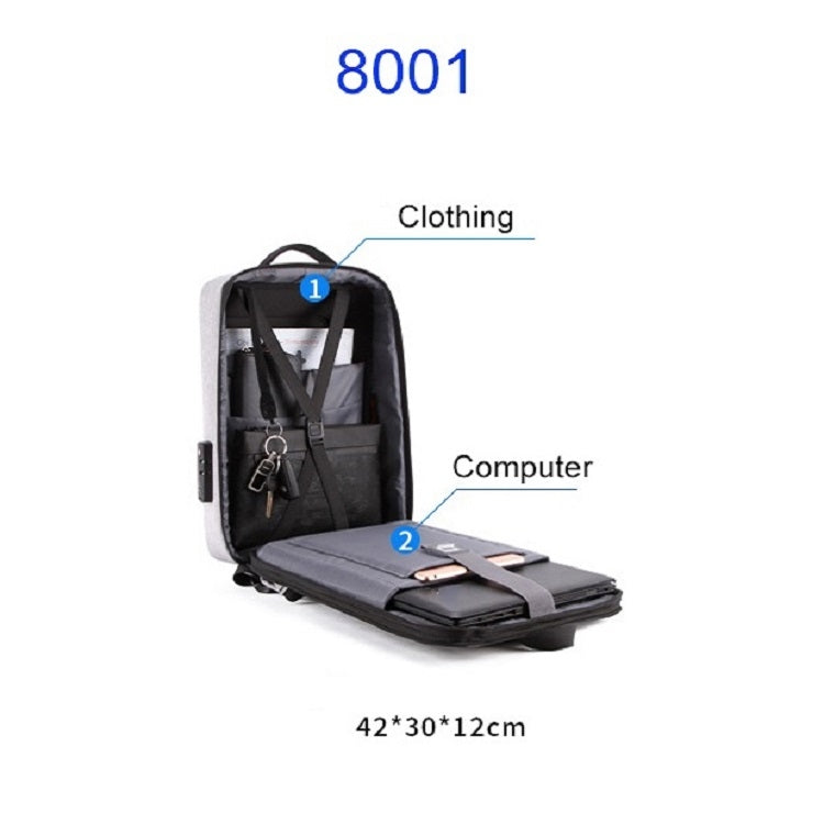 Men Business Shoulder USB External Interface Computer Bag, Color: 8001 Gray