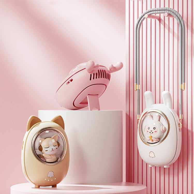 Children Hanging Neck Fan USB Handheld Light Glowing Mini Portable Fan(Pink)