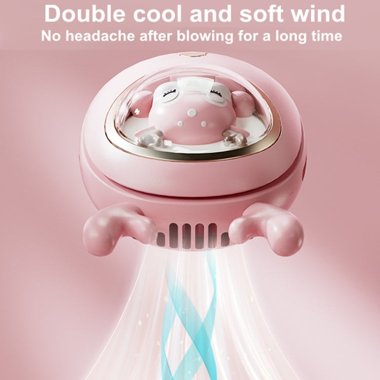 Children Hanging Neck Fan USB Handheld Light Glowing Mini Portable Fan(Pink)