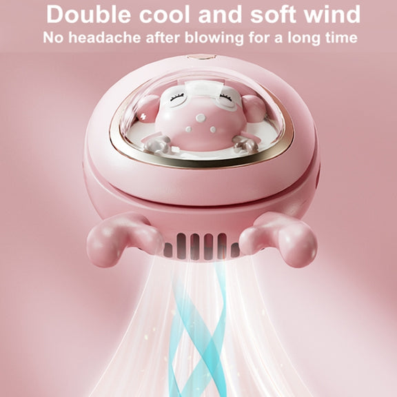 Children Hanging Neck Fan USB Handheld Light Glowing Mini Portable Fan(Pink)