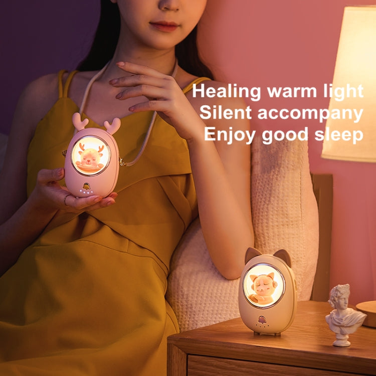 Children Hanging Neck Fan USB Handheld Light Glowing Mini Portable Fan(Pink)