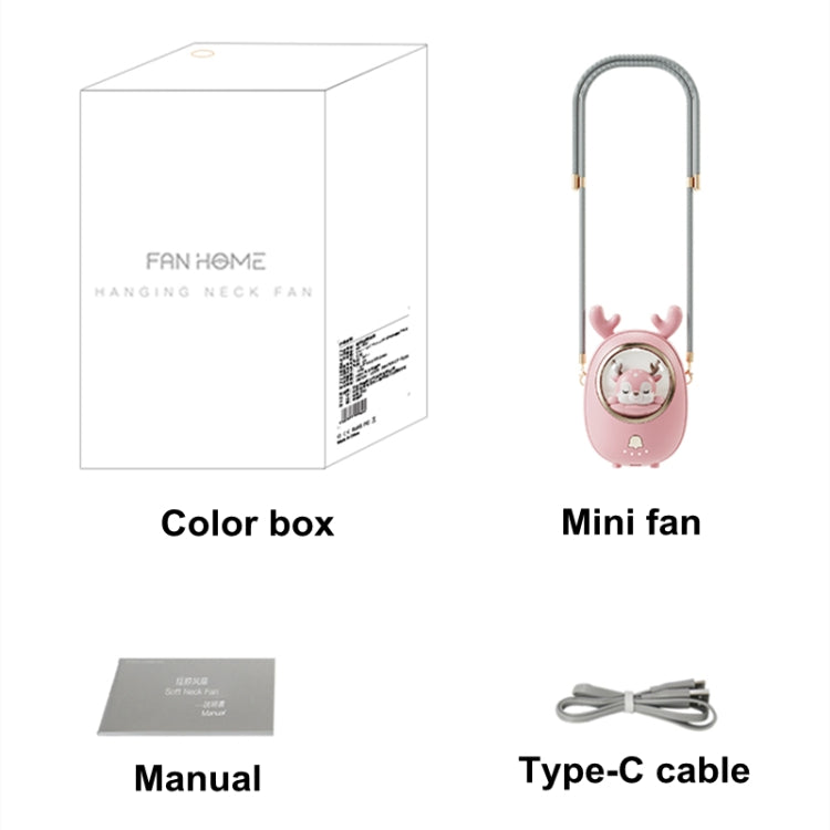 Children Hanging Neck Fan USB Handheld Light Glowing Mini Portable Fan(Pink)