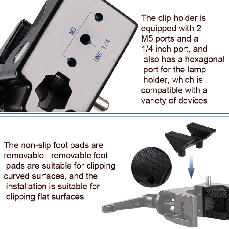 CL-22 Multi-function SLR Camera Fixed Clip Gimbal Vigorously Clip Photography Pliers(Black)