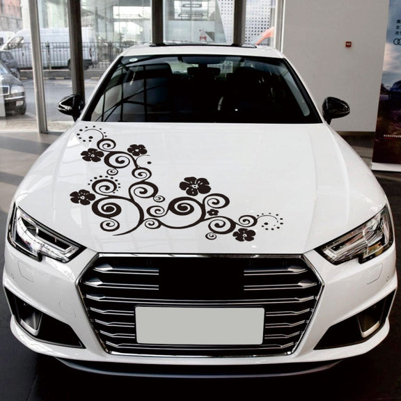 D-908 Summer Flower Totem PVC Car Hood Sticker(Yellow)