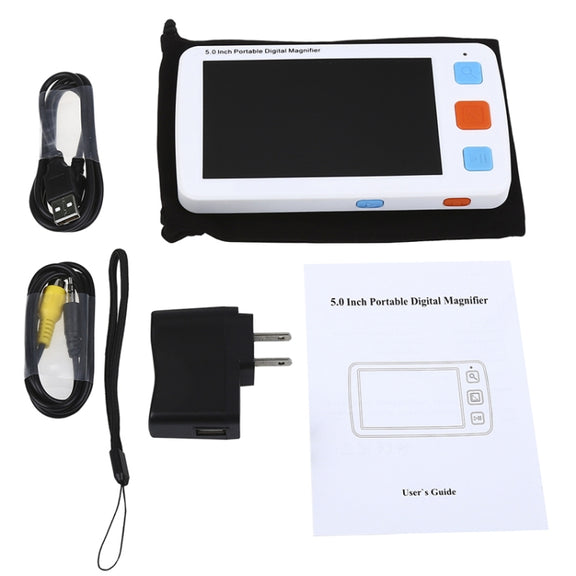 5.0 inch Portable HD Electronic Vision Aid Low Vision Magnifying Glass Reader, US Plug(Black)