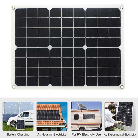 Saga 3 Generations Home Solar Generator Inverter+30A Controller+18W 12V Solar Panel, Specification: Black 12V To 110V