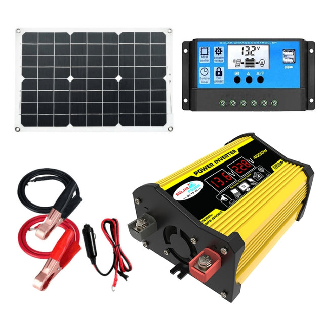 Saga Generation 2 Home Solar Generator Inverter+30A Controller+18W 12V Solar Panel, Specification: Yellow 12V To 220V