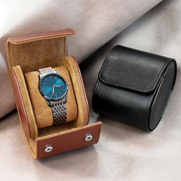 PU Leather Watch Protective Dustproof Display Box Portable Storage Box(Brown)