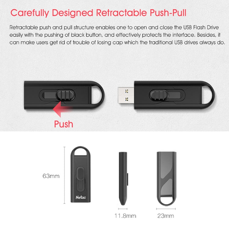 Netac U309 High Speed USB3.0 Push-Pull Encrypted USB Flash Drive, Capacity: 32GB