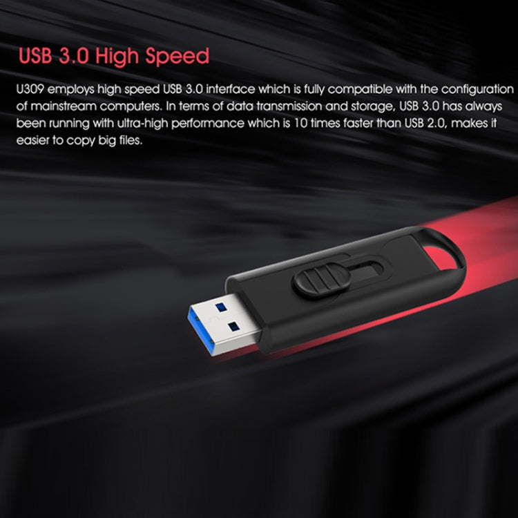 Netac U309 High Speed USB3.0 Push-Pull Encrypted USB Flash Drive, Capacity: 64GB