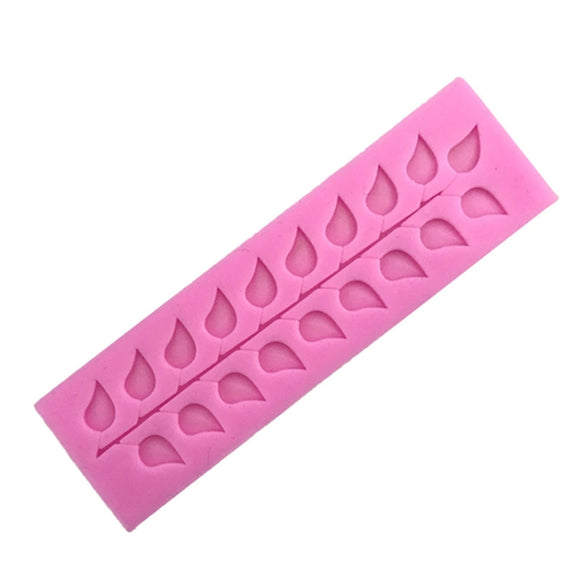 Long Strip Lace Tree Leaf  Fondant Silicone Mold
