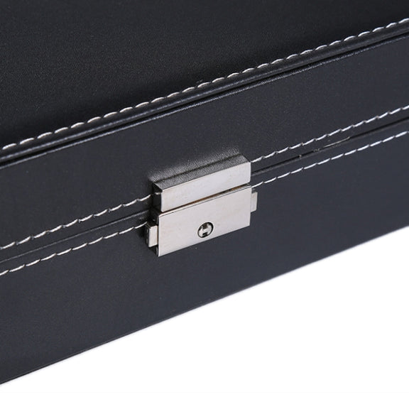 8-Bit Watch Display Storage Box Necklace Ring Jewelry Box With Mirror(Black)