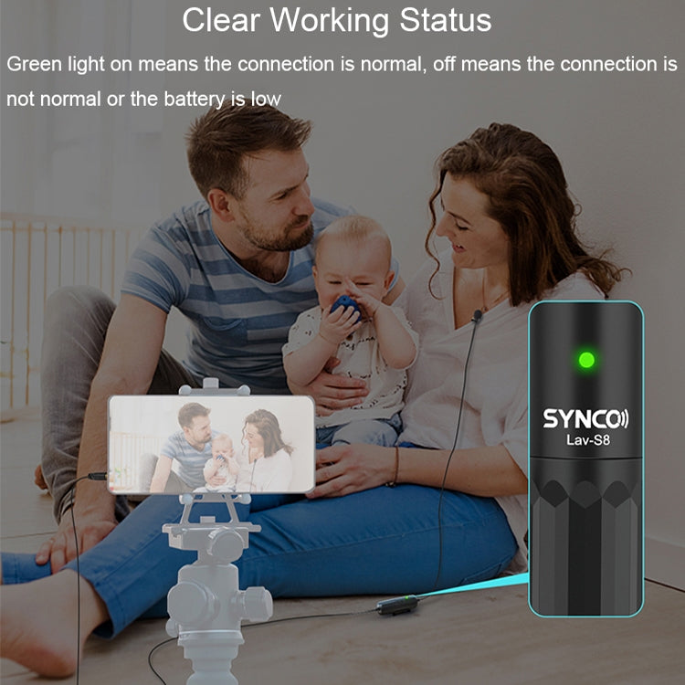 SYNCO S8 Lavalier Live Wired Microphone, Spec: Black + Type-C + 8 Pin