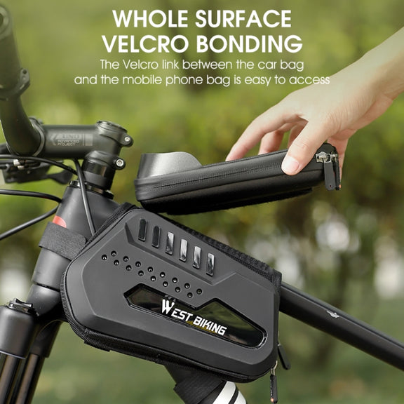 WEST BIKING Bicycle TPU Hard Shell Front Beam Bilateral Mobile Phone Bag(Black)