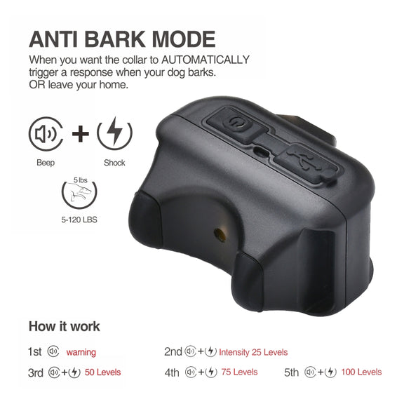 Pet Collar Trainer Rechargeable Automatic Bark Stop(Black White Spots)