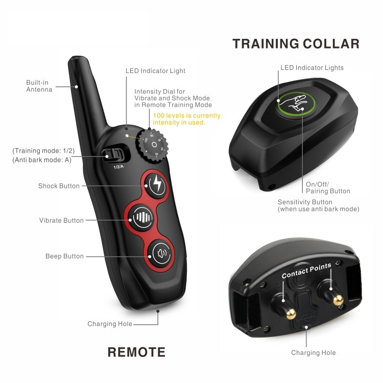 Remote Control Trainer Dog Collar Automatic Barking Stopper, Specification: 1 Drag 1 Red