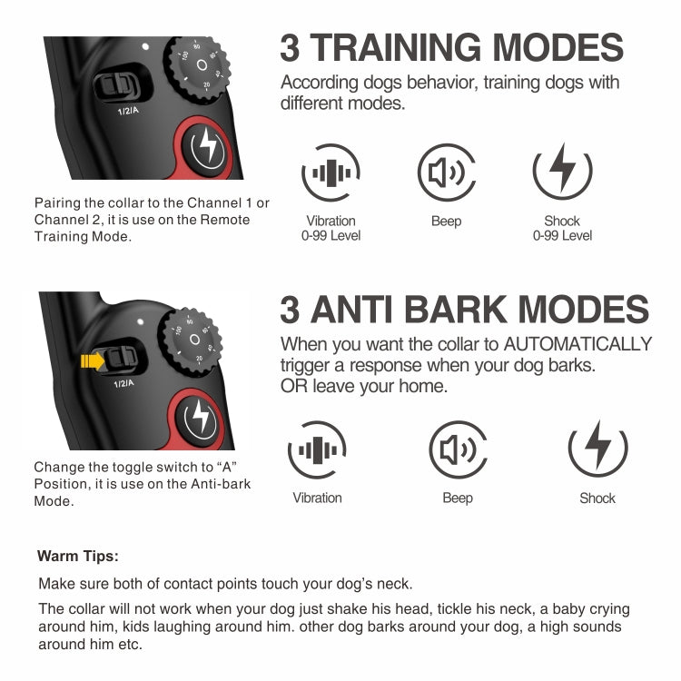Remote Control Trainer Dog Collar Automatic Barking Stopper, Specification: 1 Drag 1 Orange