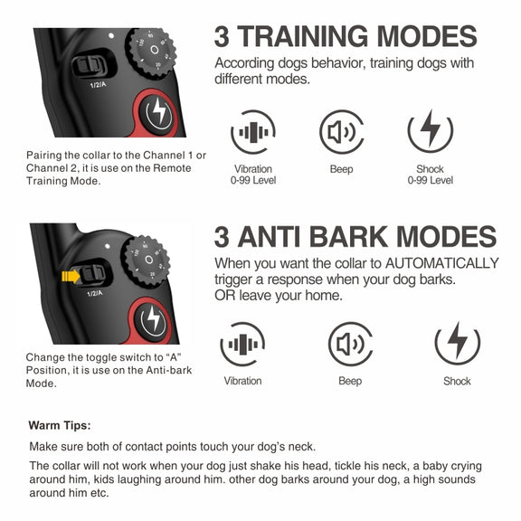 Remote Control Trainer Dog Collar Automatic Barking Stopper, Specification: 1 Drag 2 Red+Orange