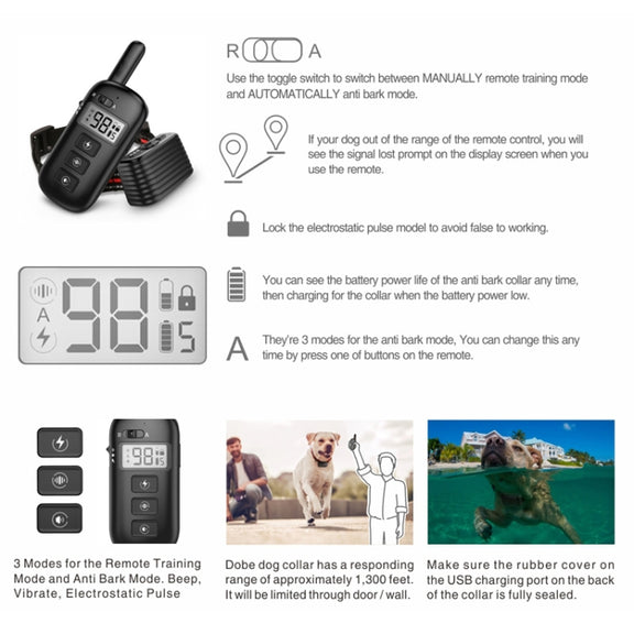 Remote Control Trainer Dog Collar Automatic Bark Stop Device, Specification: 1 Drag 2 (Orange+Red)