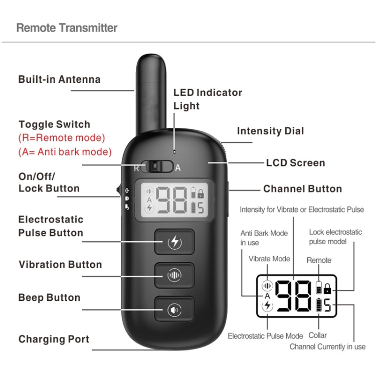 Remote Control Trainer Dog Collar Automatic Bark Stop Device, Specification: 1 Drag 3