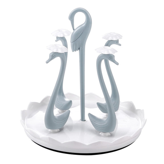 Home Portable Drainer Cup Holder With Rotatable Tray, Specification: Four Cups(Blue)
