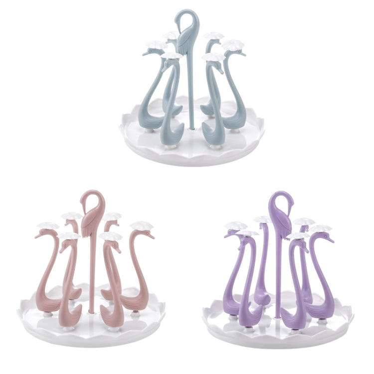 Home Portable Drainer Cup Holder With Rotatable Tray, Specification: Six Cups(Purple)