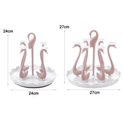 Home Portable Drainer Cup Holder With Rotatable Tray, Specification: Six Cups(Light Pink)